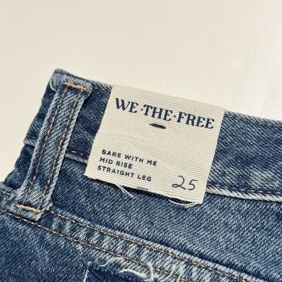 We The Free People Jeans Size 25 Bare With Me Mid Rise Straight Leg Patchwork - Picture 13 of 16